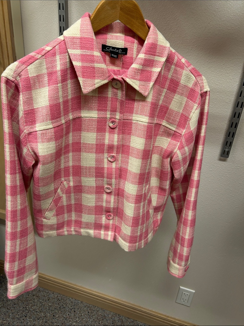 Charlie Pink & Cream Plaid Jacket XS